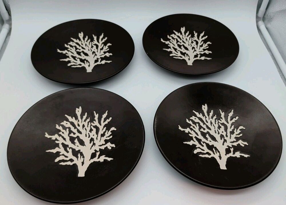 Z Gallerie Salad Plates Brown Coral Branches Set Of 4 Ocean Beach Salt Water